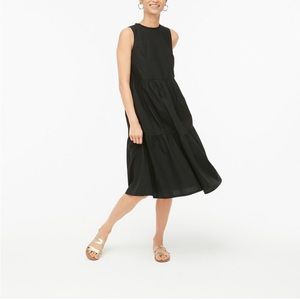 J. Crew Black Sleeveless Tiered A-Line Dress with Pockets - 00